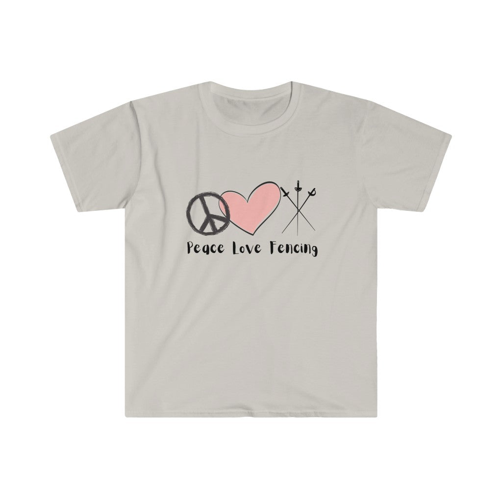 Peace, Love, Fencing Unisex Softstyle T-Shirt