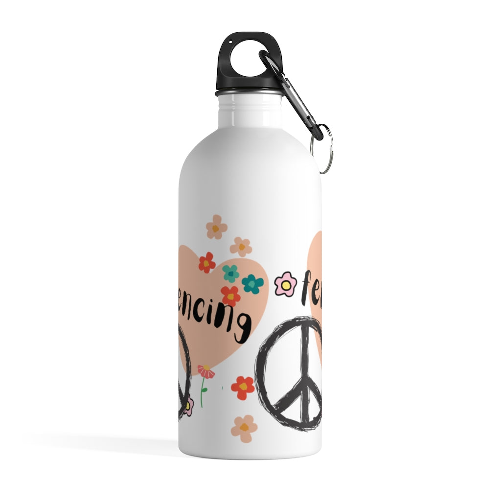 Peace Love and Fencing Stainless Steel Water Bottle