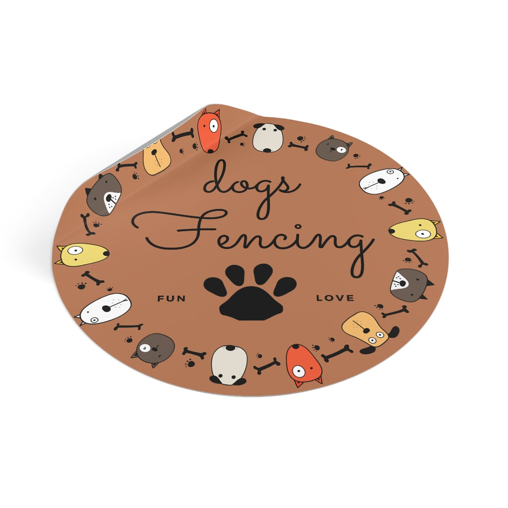 Dogs Fencing Fun Love Round Sticker