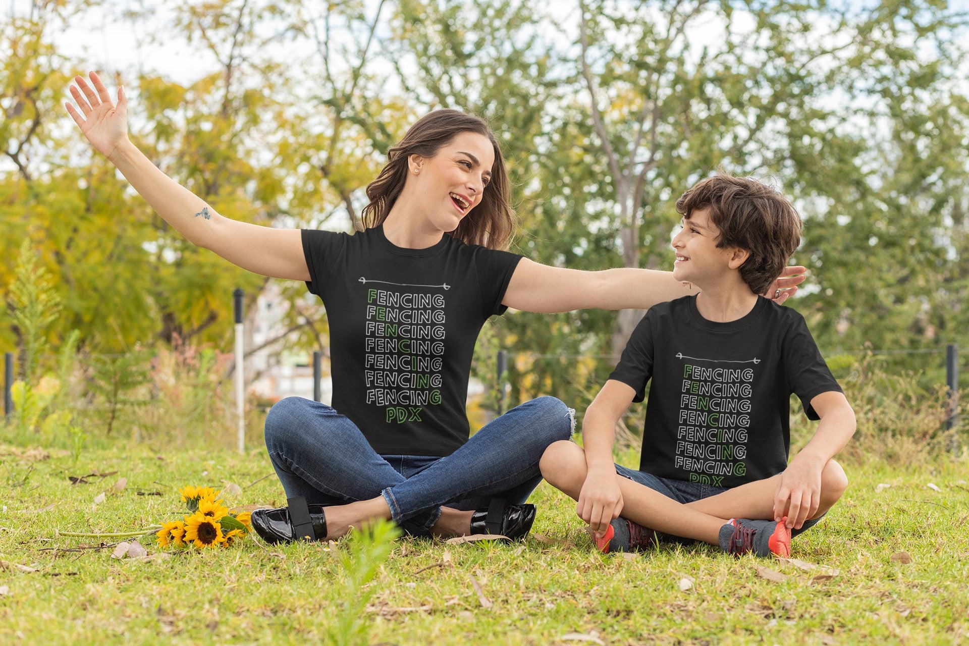 Kids Fencing Diagonal Typography - PDX T-Shirt